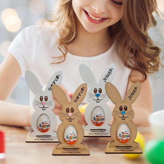 Support en bois pour œufs en chocolat de lapin de Pâques personnalisé – Décoration de fête personnalisable et cadeau sucré pour les enfants 🐰🎁