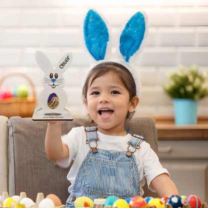 Support en bois pour œufs en chocolat de lapin de Pâques personnalisé – Décoration de fête personnalisable et cadeau sucré pour les enfants 🐰🎁