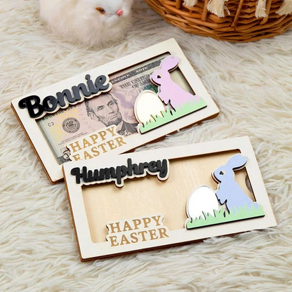 Personalized Wooden Bunny Wallet for Kids – Custom Easter Gift 🐰💖