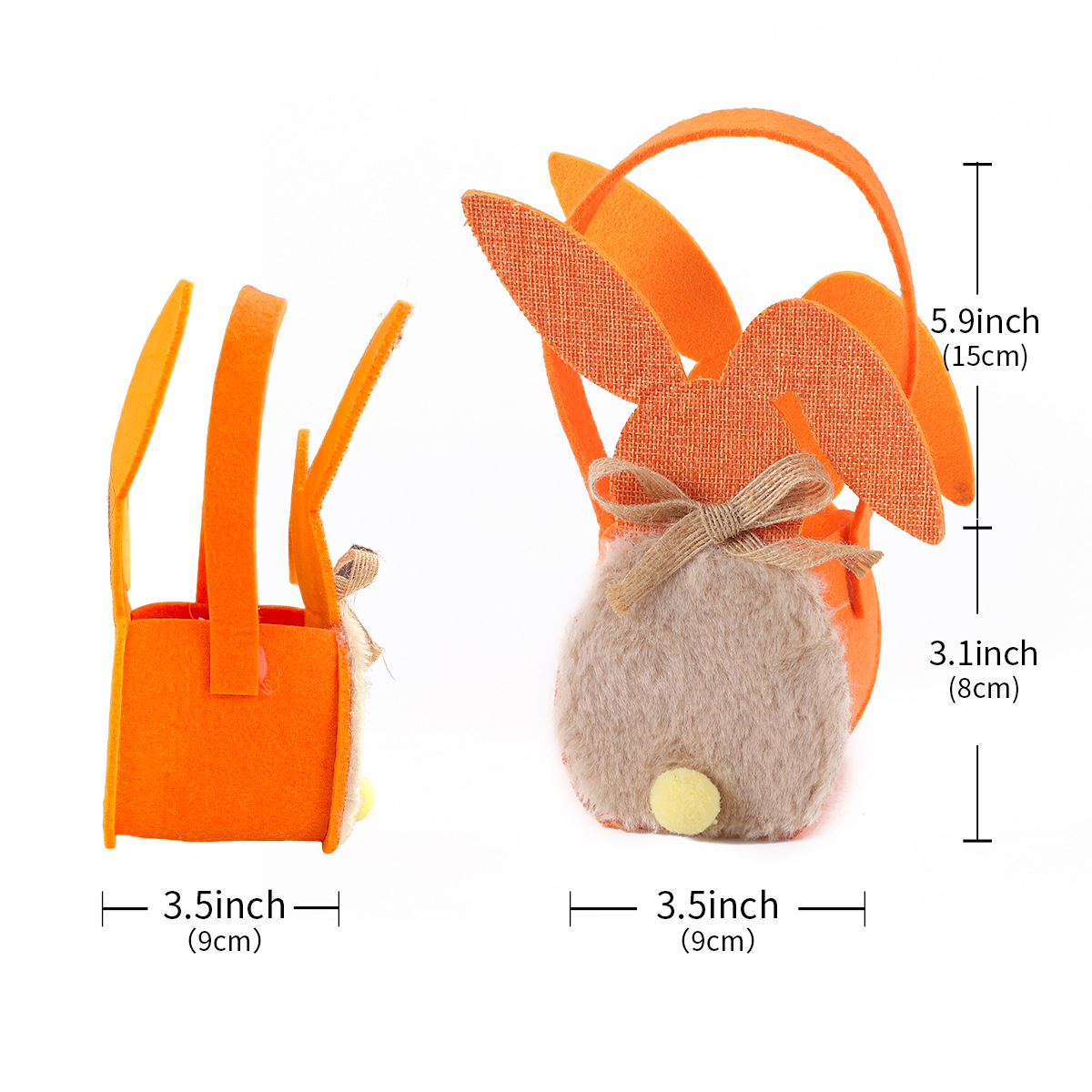 Eco-Friendly Easter Bunny Candy Basket – Non-Woven Fleece Rabbit Easter Egg Gift Bag