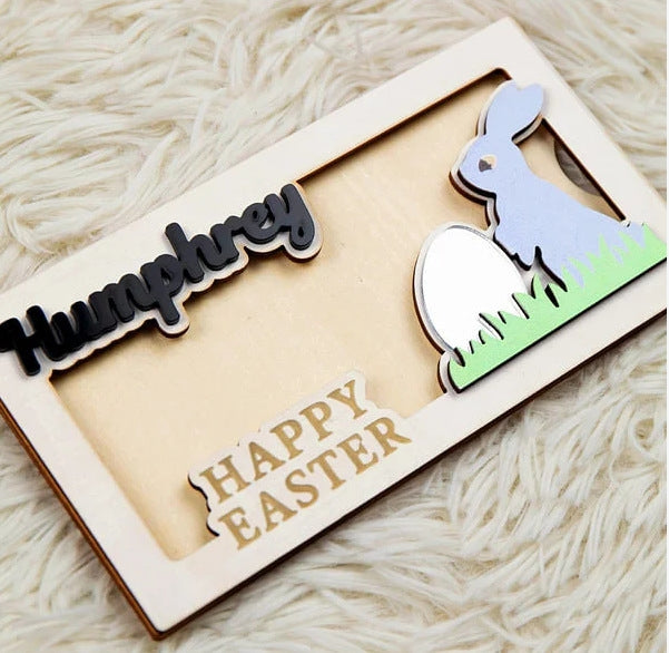 Personalized Wooden Bunny Wallet for Kids – Custom Easter Gift 🐰💖