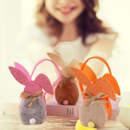 Eco-Friendly Easter Bunny Candy Basket – Non-Woven Fleece Rabbit Easter Egg Gift Bag