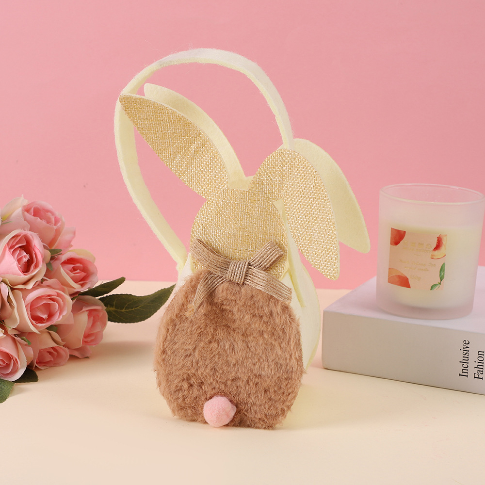 Eco-Friendly Easter Bunny Candy Basket – Non-Woven Fleece Rabbit Easter Egg Gift Bag