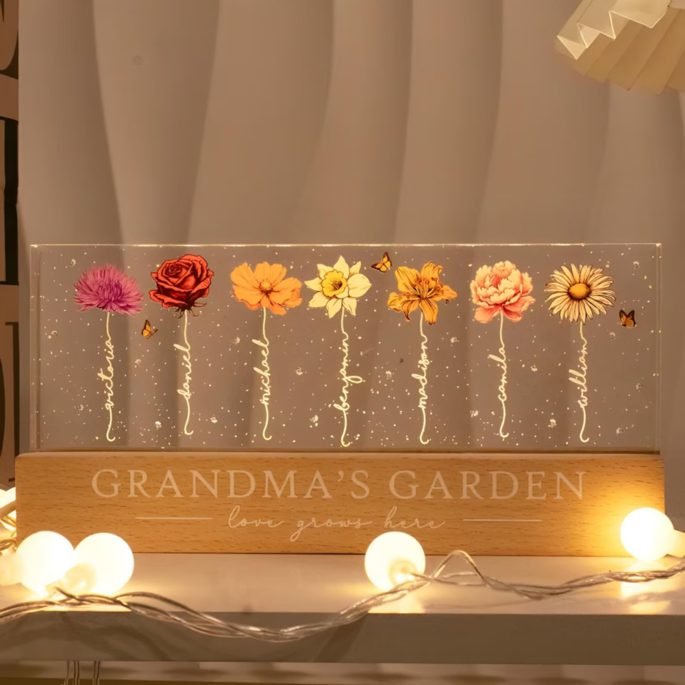 Custom Birth Month Flower LED Night Lamp- Personalized Mother’s Day Gift 🌸💡