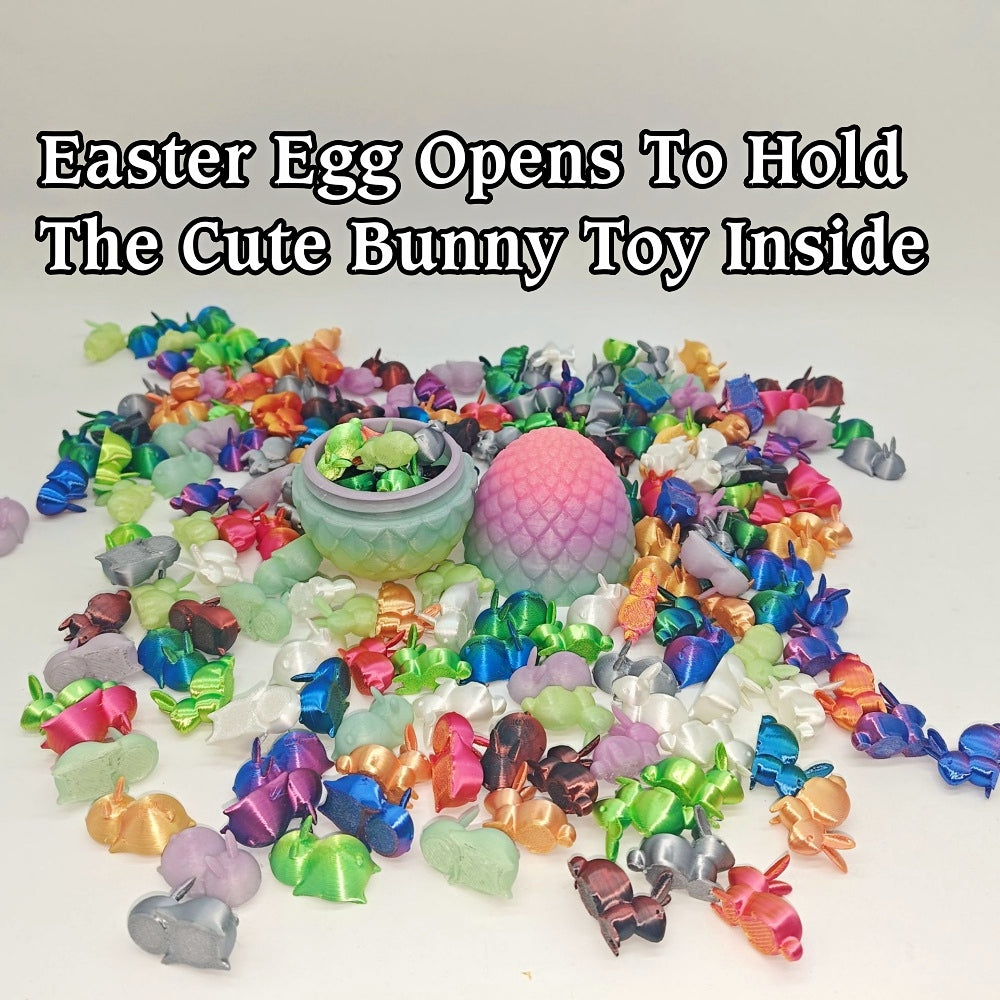 3D Printed Glow-in-the-Dark Rainbow Easter Egg & Colorful Bunny Toy Set