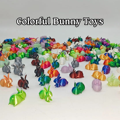 3D Printed Glow-in-the-Dark Rainbow Easter Egg & Colorful Bunny Toy Set