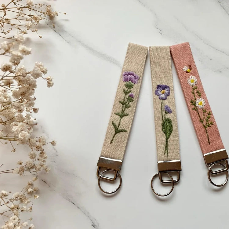 Customizable Embroidered Birth Month Flower Wrist Lanyard Keychain - Mother’s Day Gift 🌸💐