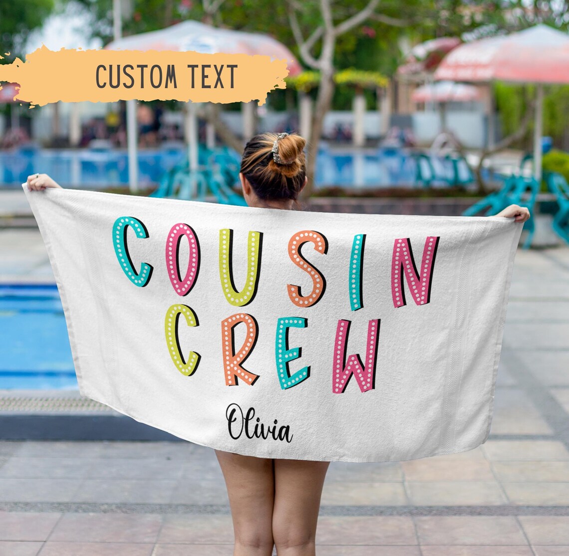 Personalized Cousin Crew Beach Towel Family Reunion Gift