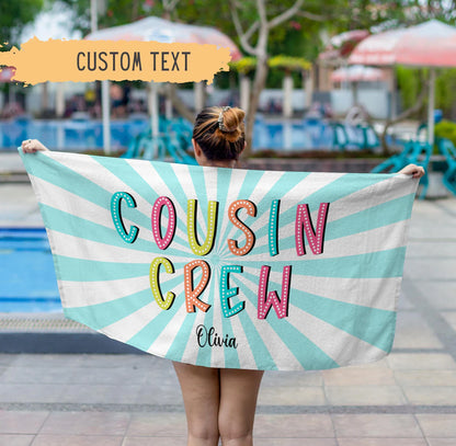 Personalized Cousin Crew Beach Towel Family Reunion Gift