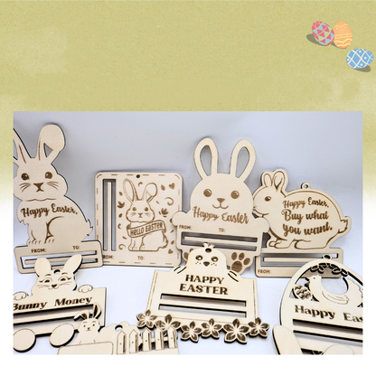 Easter Wooden Bunny Wooden Wallet cHang Tag Creative Gift for the Holiday