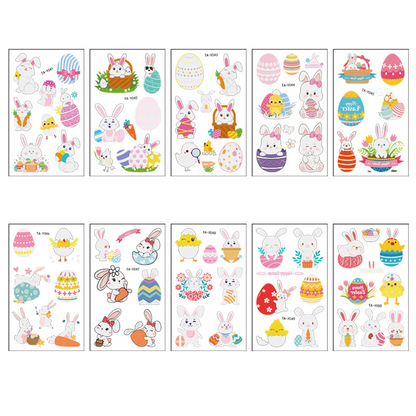 🌟 Glow-in-the-Dark Easter Bunny & Egg Temporary Tattoos 🐰🌸 – Fun,  Easter Gift for Kids 🐣