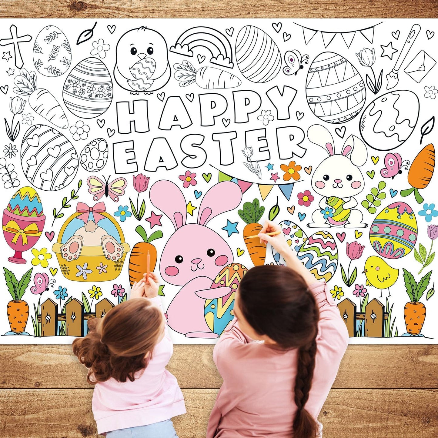 Easter Graffiti Poster Coloring Paper Tablecloth – Fun Activity for Kids! 🐣🎨