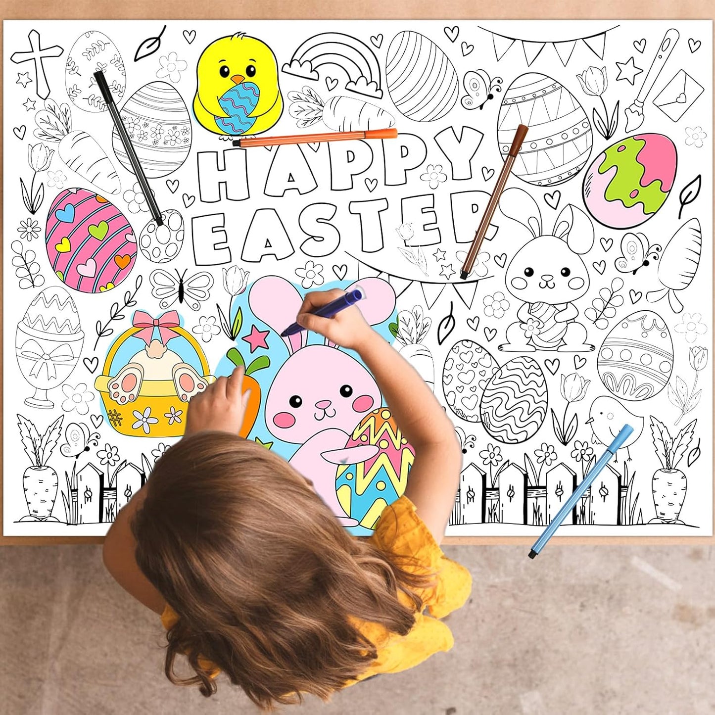 Easter Graffiti Poster Coloring Paper Tablecloth – Fun Activity for Kids! 🐣🎨