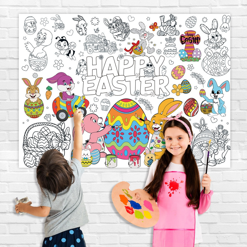 Easter Graffiti Poster Coloring Paper Tablecloth – Fun Activity for Kids! 🐣🎨