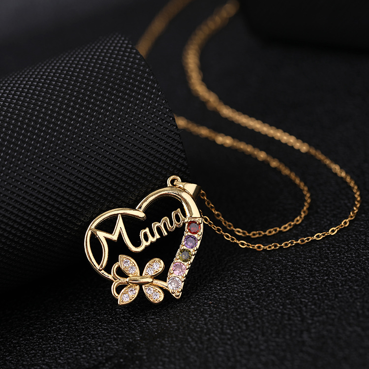 Elegant Mother’s Day Necklace – Gold & Silver Mama Heart Pendant