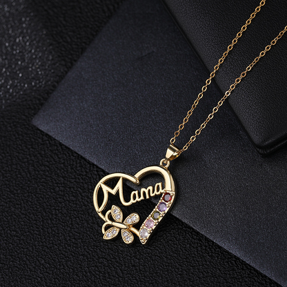 Elegant Mother’s Day Necklace – Gold & Silver Mama Heart Pendant