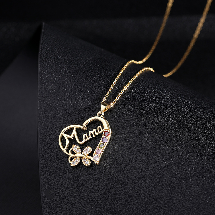 Elegant Mother’s Day Necklace – Gold & Silver Mama Heart Pendant