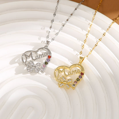 Elegant Mother’s Day Necklace – Gold & Silver Mama Heart Pendant