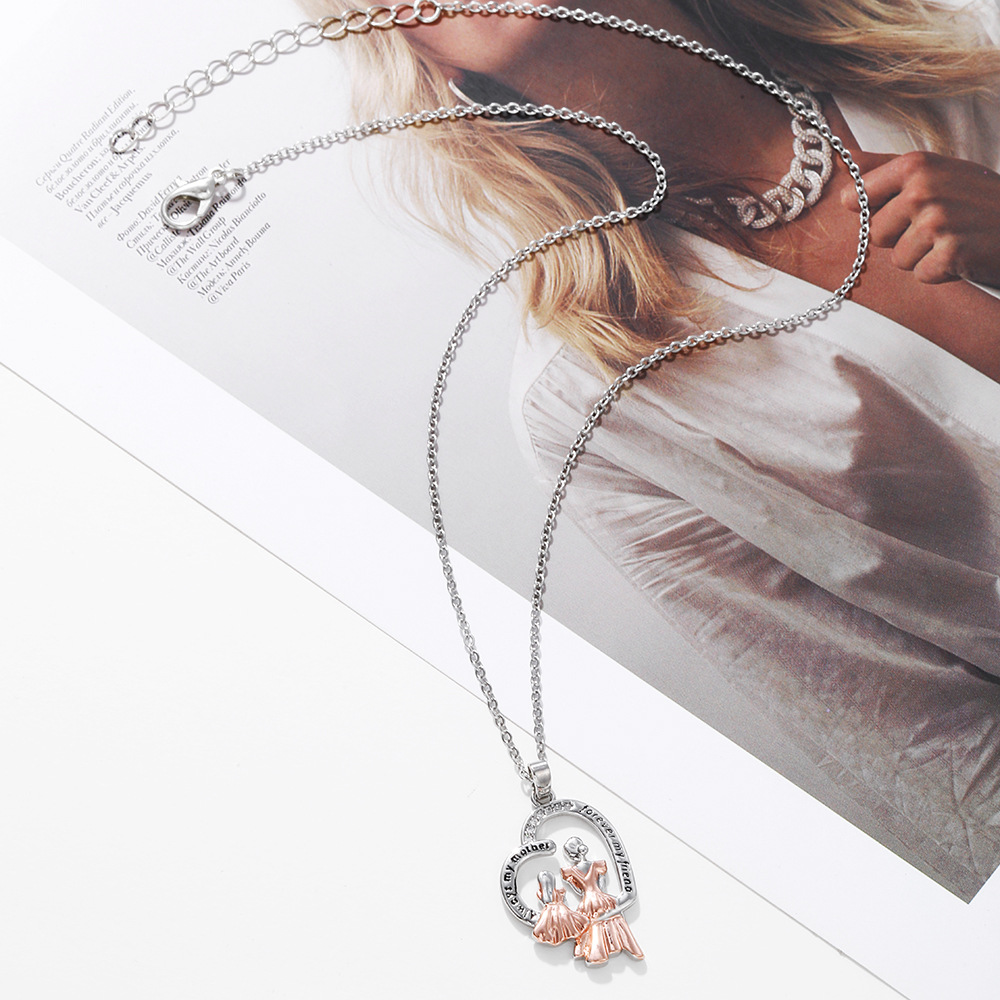 925 Silver Heart Necklace – Mother & Daughter with Engraved Messages