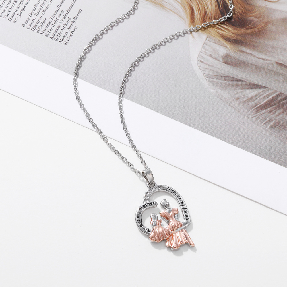 925 Silver Heart Necklace – Mother & Daughter with Engraved Messages