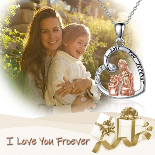 925 Silver Heart Necklace – Mother & Daughter with Engraved Messages