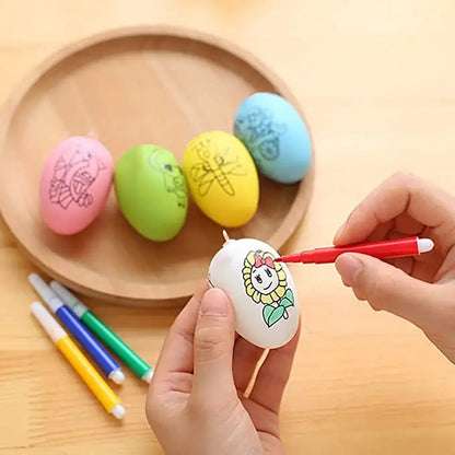 DIY Easter Plastic Egg Painting Kit for Kids - Cartoon Hand-Painted Eggshell