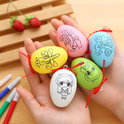 DIY Easter Plastic Egg Painting Kit for Kids - Cartoon Hand-Painted Eggshell