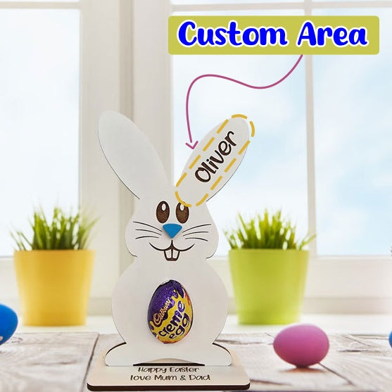 Personalized Easter Bunny Egg Wooden Stand – Customizable Party Decoration & Sweet Gift for Kids 🐰🎁