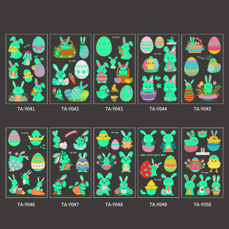 🌟 Glow-in-the-Dark Easter Bunny & Egg Temporary Tattoos 🐰🌸 – Fun,  Easter Gift for Kids 🐣