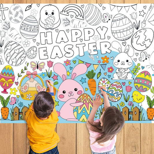 Easter Graffiti Poster Coloring Paper Tablecloth – Fun Activity for Kids! 🐣🎨