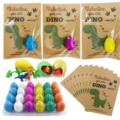 Dinosaur Egg Valentine Cards - Funny Dino Classroom Party Favors for Kids