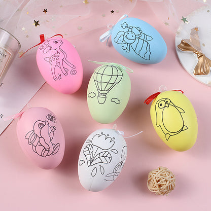 DIY Easter Plastic Egg Painting Kit for Kids - Cartoon Hand-Painted Eggshell