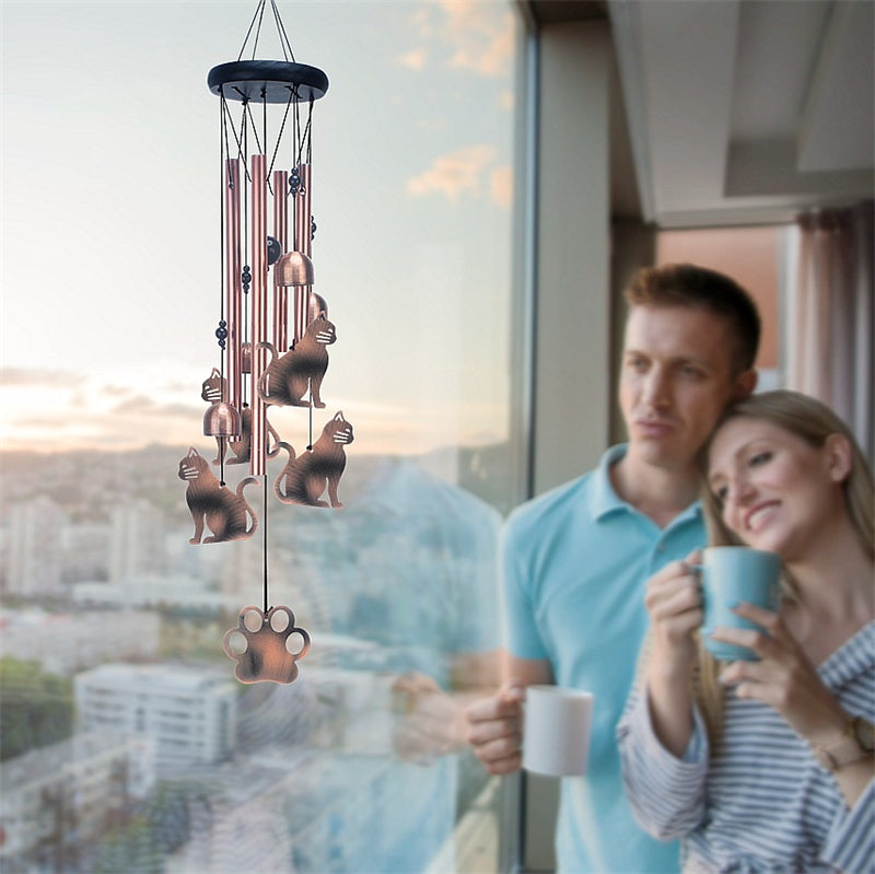 Carillon éolien en fer commémoratif pour animaux de compagnie – Cadeau décoratif pour les amoureux des chats et des chiens