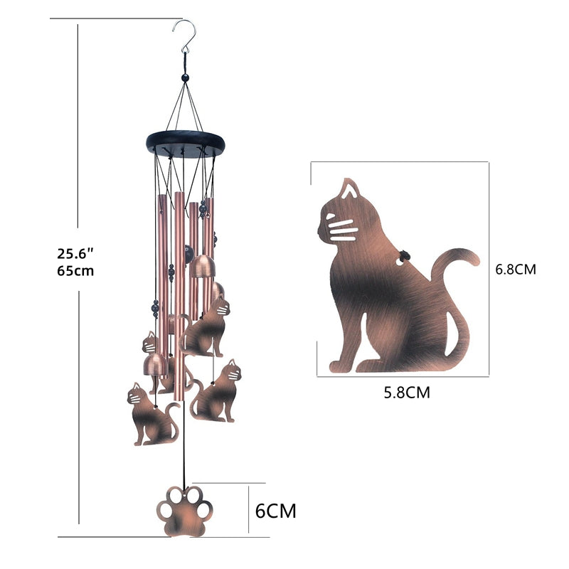 Carillon éolien en fer commémoratif pour animaux de compagnie – Cadeau décoratif pour les amoureux des chats et des chiens