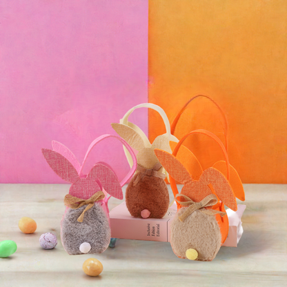 Eco-Friendly Easter Bunny Candy Basket – Non-Woven Fleece Rabbit Easter Egg Gift Bag