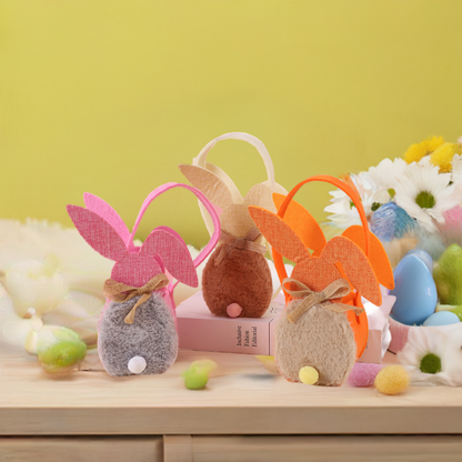 Eco-Friendly Easter Bunny Candy Basket – Non-Woven Fleece Rabbit Easter Egg Gift Bag