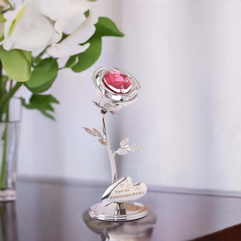 Elegant Rose Figurine – Gold & Silver with Custom Engraving for Mother’s Day