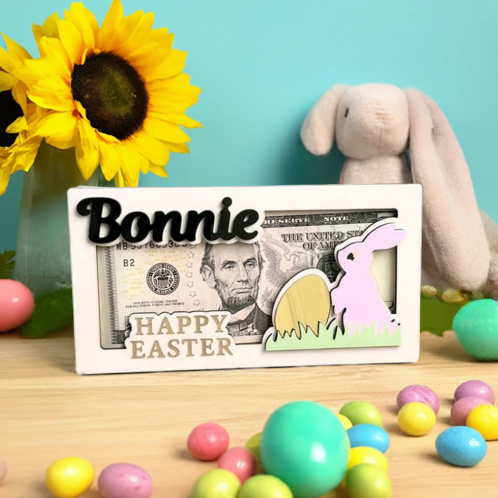 Personalized Wooden Bunny Wallet for Kids – Custom Easter Gift 🐰💖