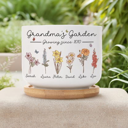 Personalized Grandma's Garden Plant Pot, Custom Birth Month Flower Pot, Plant Lover Gift