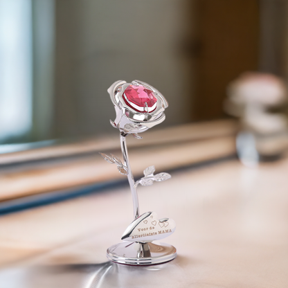 Elegant Rose Figurine – Gold & Silver with Custom Engraving for Mother’s Day