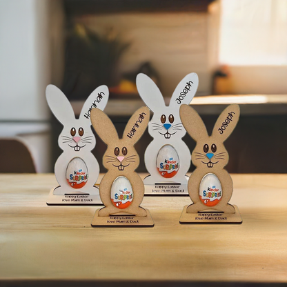 Support en bois pour œufs en chocolat de lapin de Pâques personnalisé – Décoration de fête personnalisable et cadeau sucré pour les enfants 🐰🎁