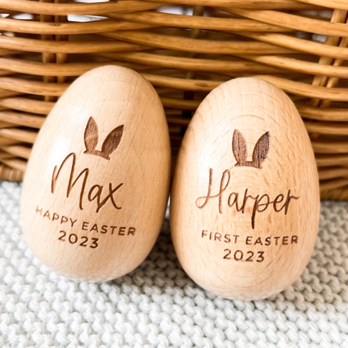 Personalized Wooden Easter Egg – Laser Engraved Easter Gift for Kids 🐣🎁