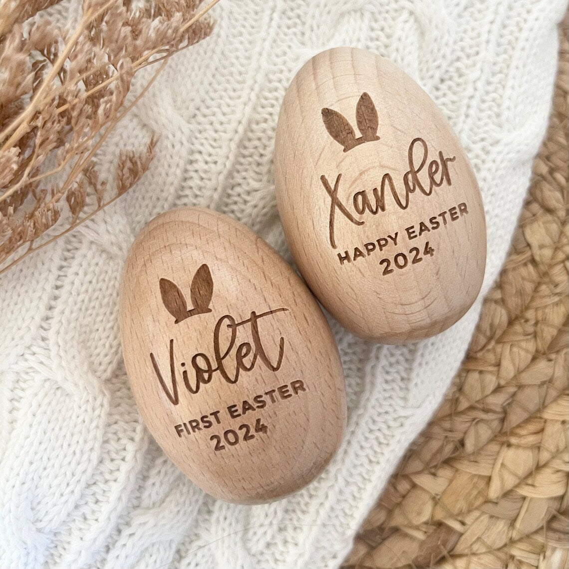 Personalized Wooden Easter Egg – Laser Engraved Easter Gift for Kids 🐣🎁