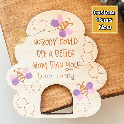 Personalized Wooden Mother’s Day Bee Fingerprint Craft