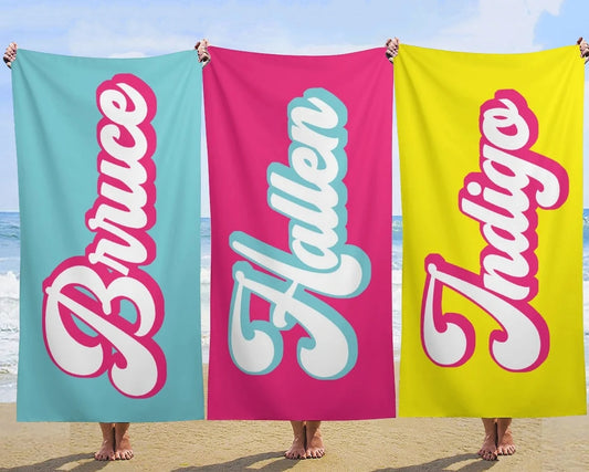 Personalized Name Quick Dry Soft Colorful Beach Towel