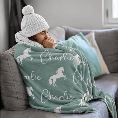 Gift for Horse Girl, Personalized Horse Blanket, Custom Horse Blanket, Horse Name Blanket , Gift for Pony Lover, Equestrian Blanket