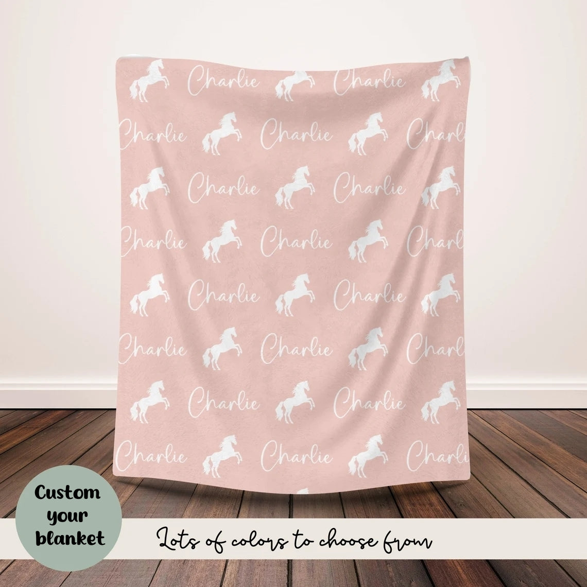 Gift for Horse Girl, Personalized Horse Blanket, Custom Horse Blanket, Horse Name Blanket , Gift for Pony Lover, Equestrian Blanket