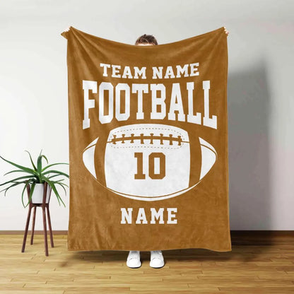 Personalized Football Blanket, Custom Football Gift for Dad, Husband, Son, Kid, Team, Football Team Soft Cozy