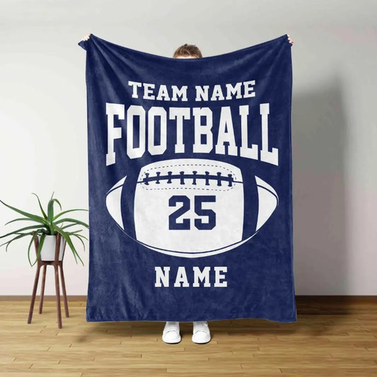 Personalized Football Blanket, Custom Football Gift for Dad, Husband, Son, Kid, Team, Football Team Soft Cozy