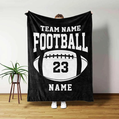 Personalized Football Blanket, Custom Football Gift for Dad, Husband, Son, Kid, Team, Football Team Soft Cozy